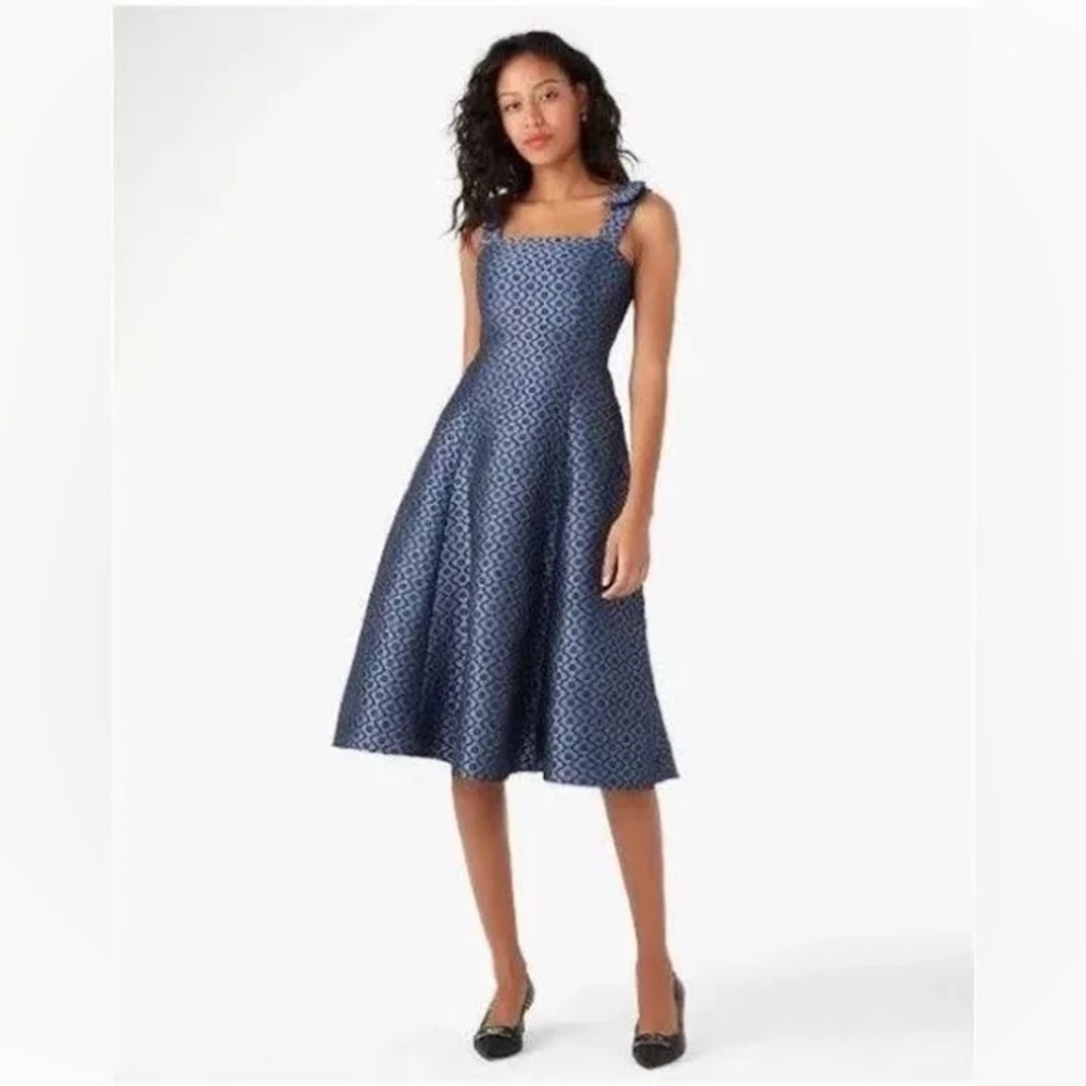 Kate Spade blue floral brocade fit & flare dress 10